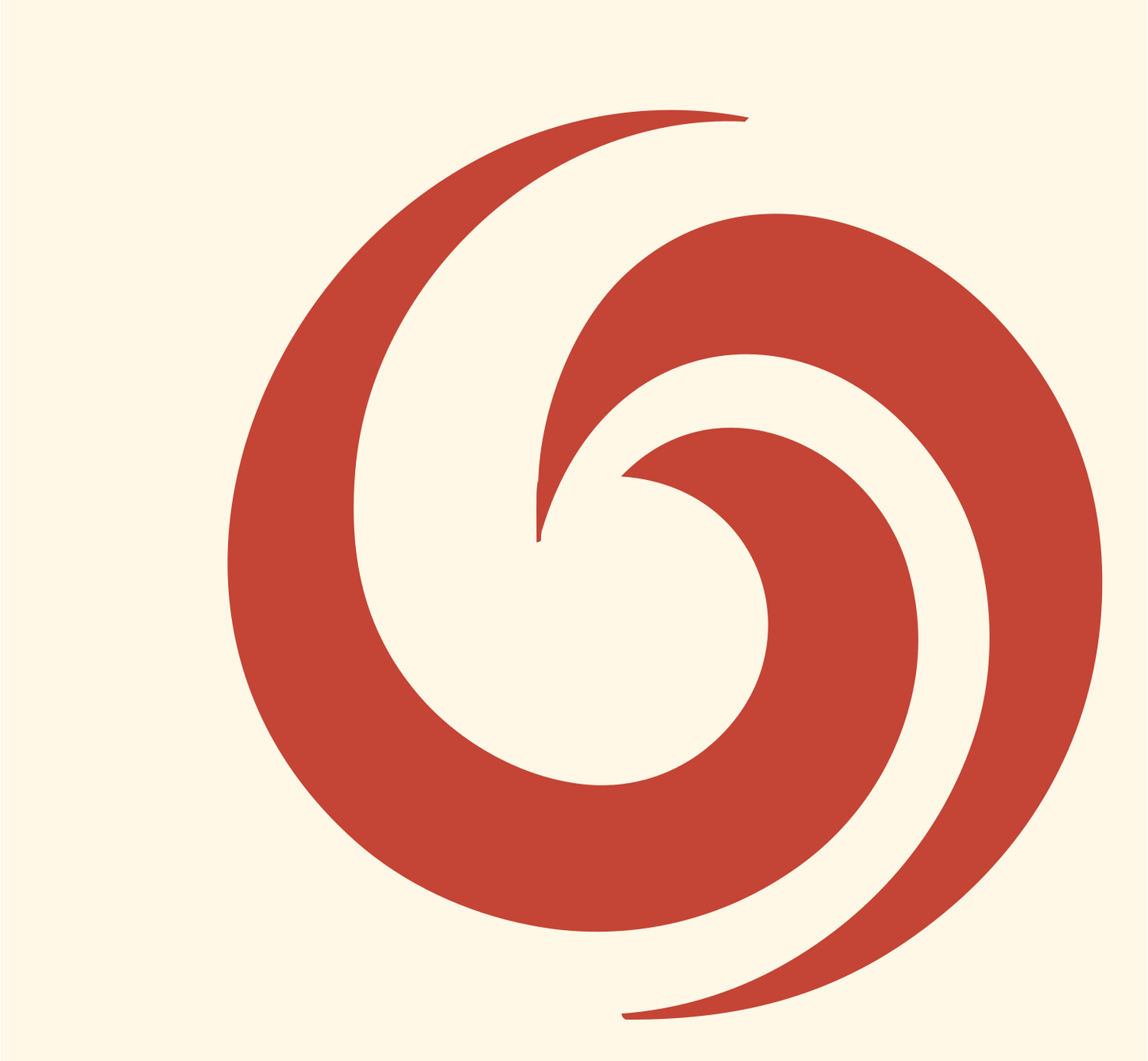 Vortex Spiral Swirl Logo #fff8e7/#c44536