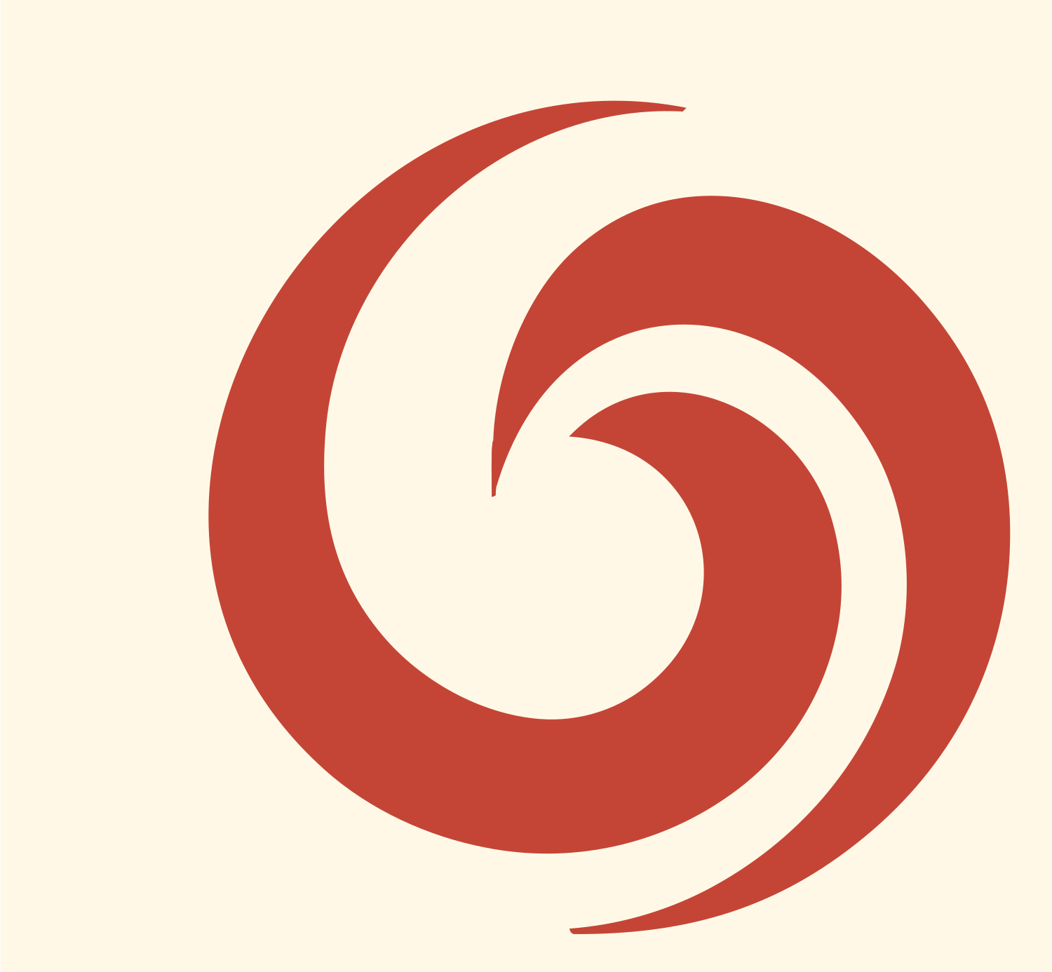 Vortex Spiral Swirl Logo #fff8e7/#c44536