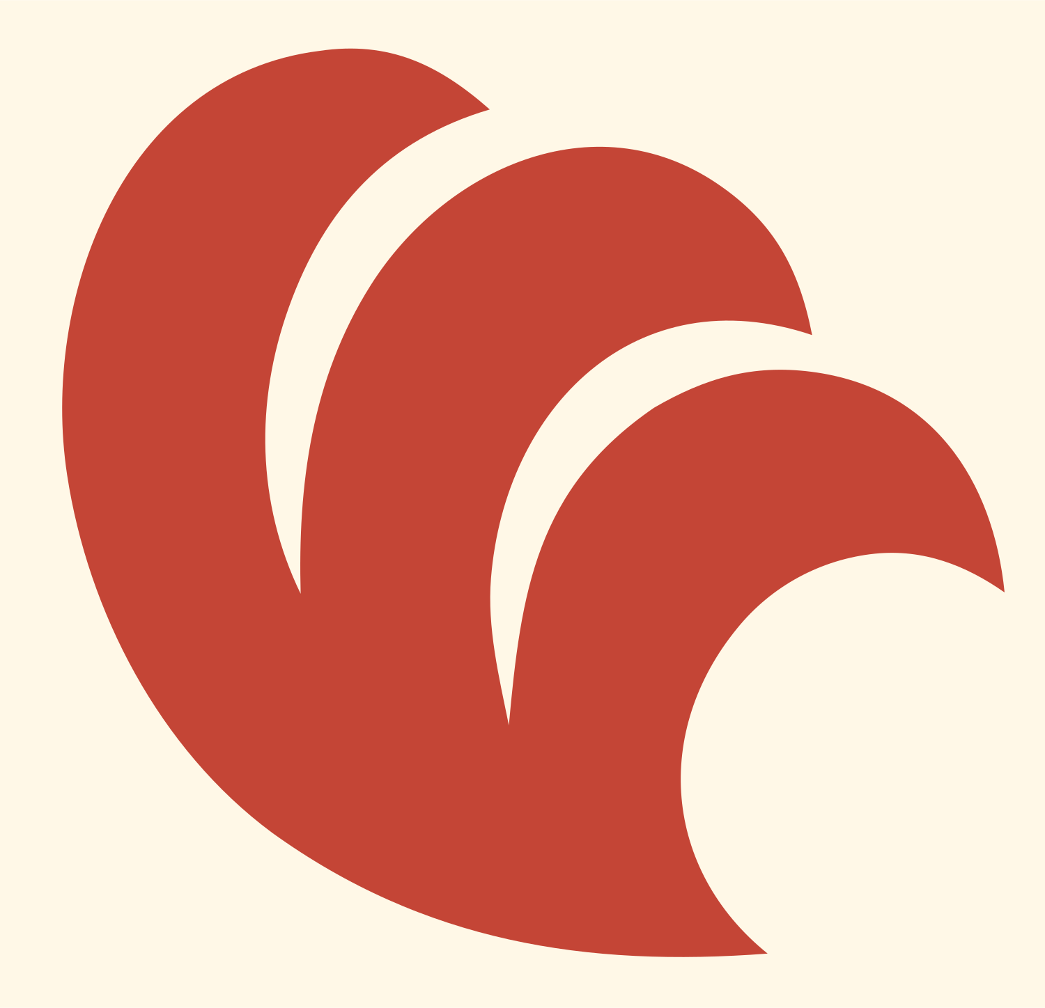 Cascading Crescent Tiers Logo #fff8e7/#c44536