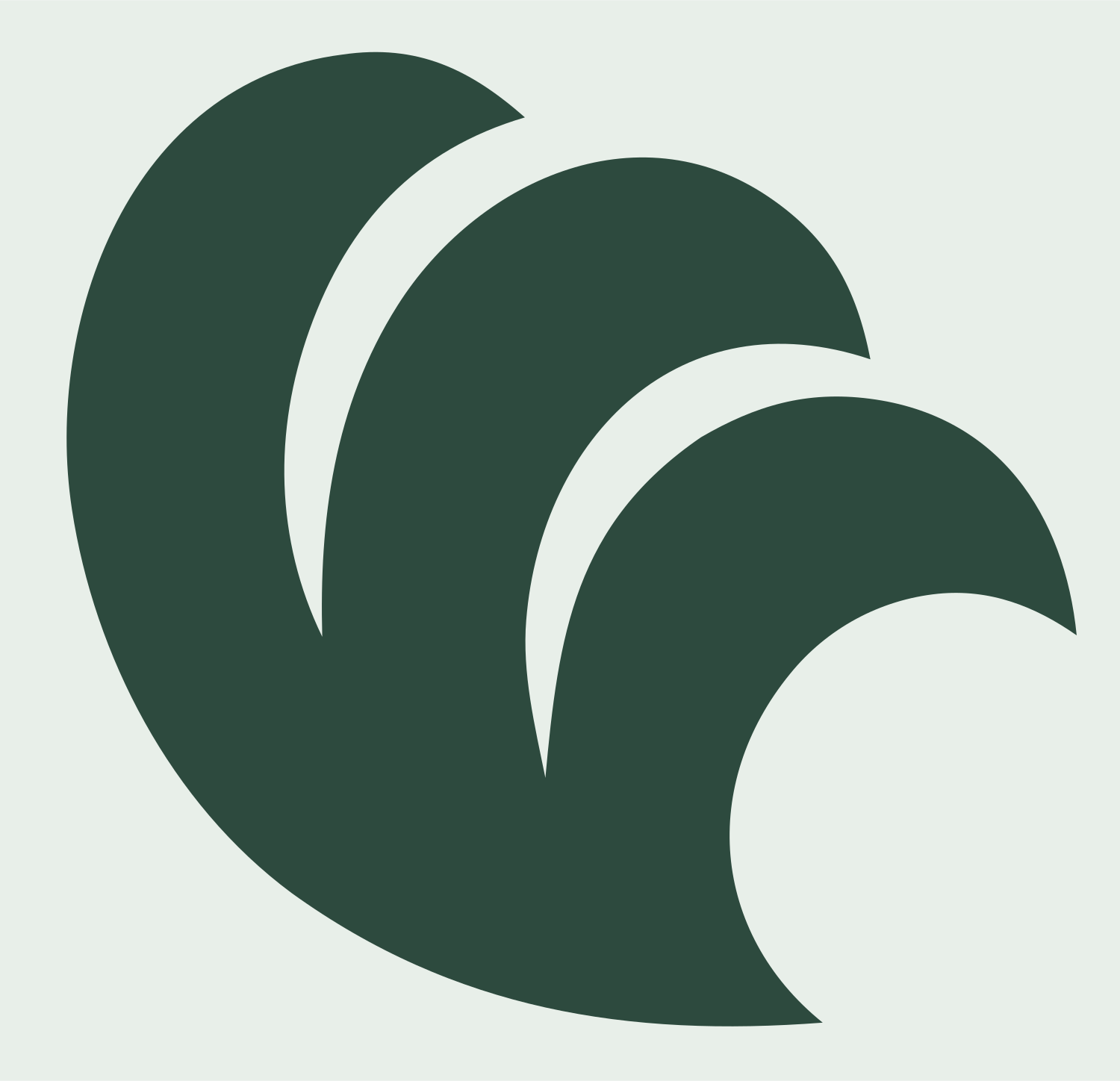 Cascading Crescent Tiers Logo #e8efe9/#2d4a3e