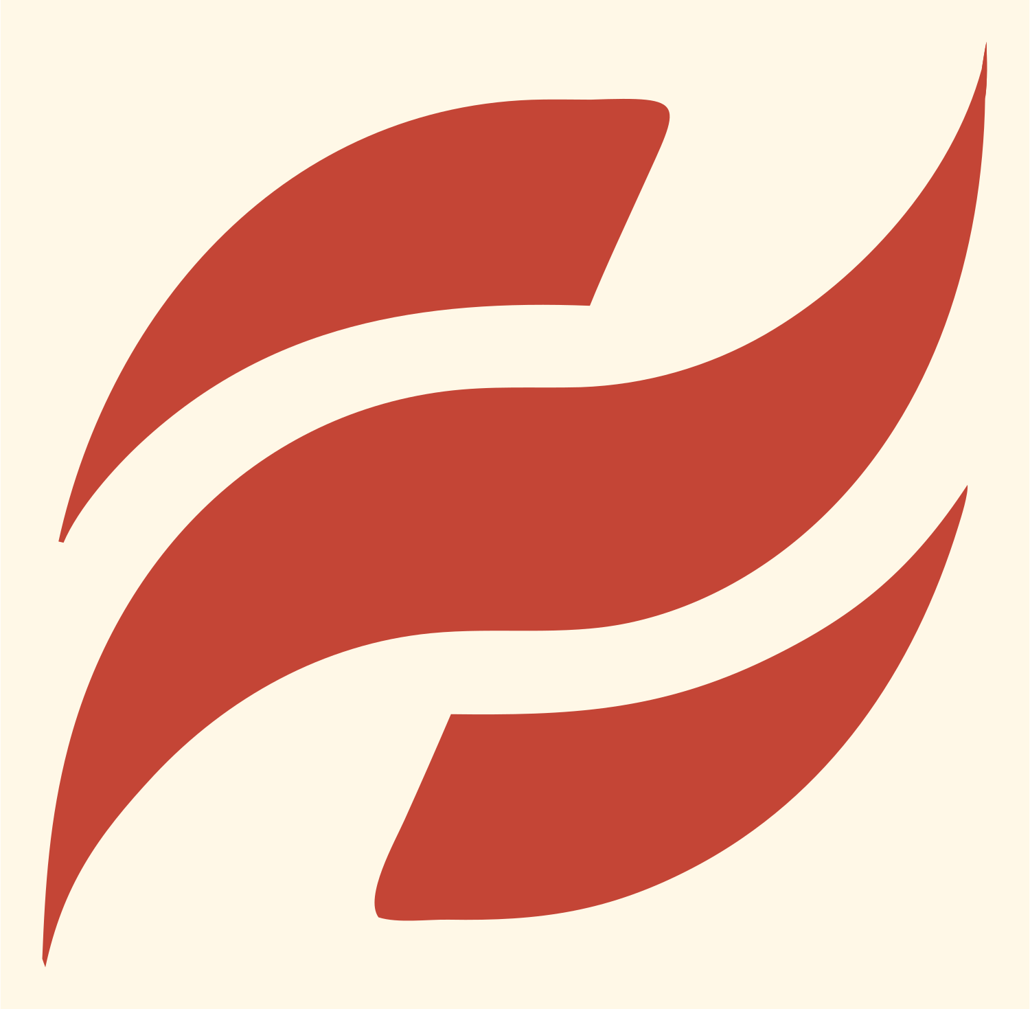 Interlocking Swoosh Wave Logo #fff8e7/#c44536