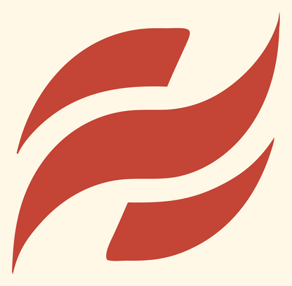 Interlocking Swoosh Wave Logo #fff8e7/#c44536