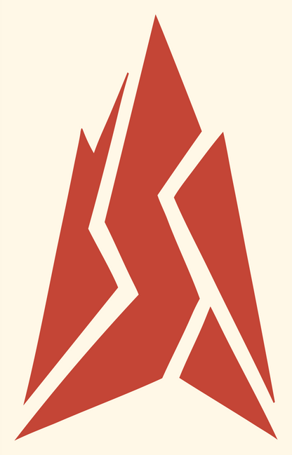 Cracked Mountain Peak Logo #fff8e7/#c44536