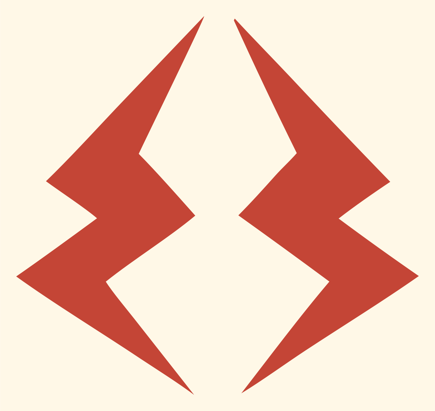 Mirrored Lightning Bolt Logo #fff8e7/#c44536