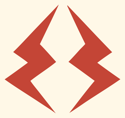 Mirrored Lightning Bolt Logo #fff8e7/#c44536