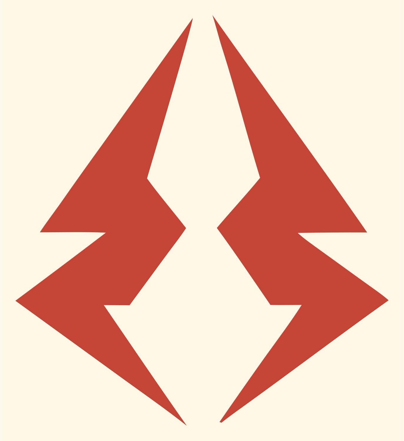 Dual Lightning Bolt Logo #fff8e7/#c44536