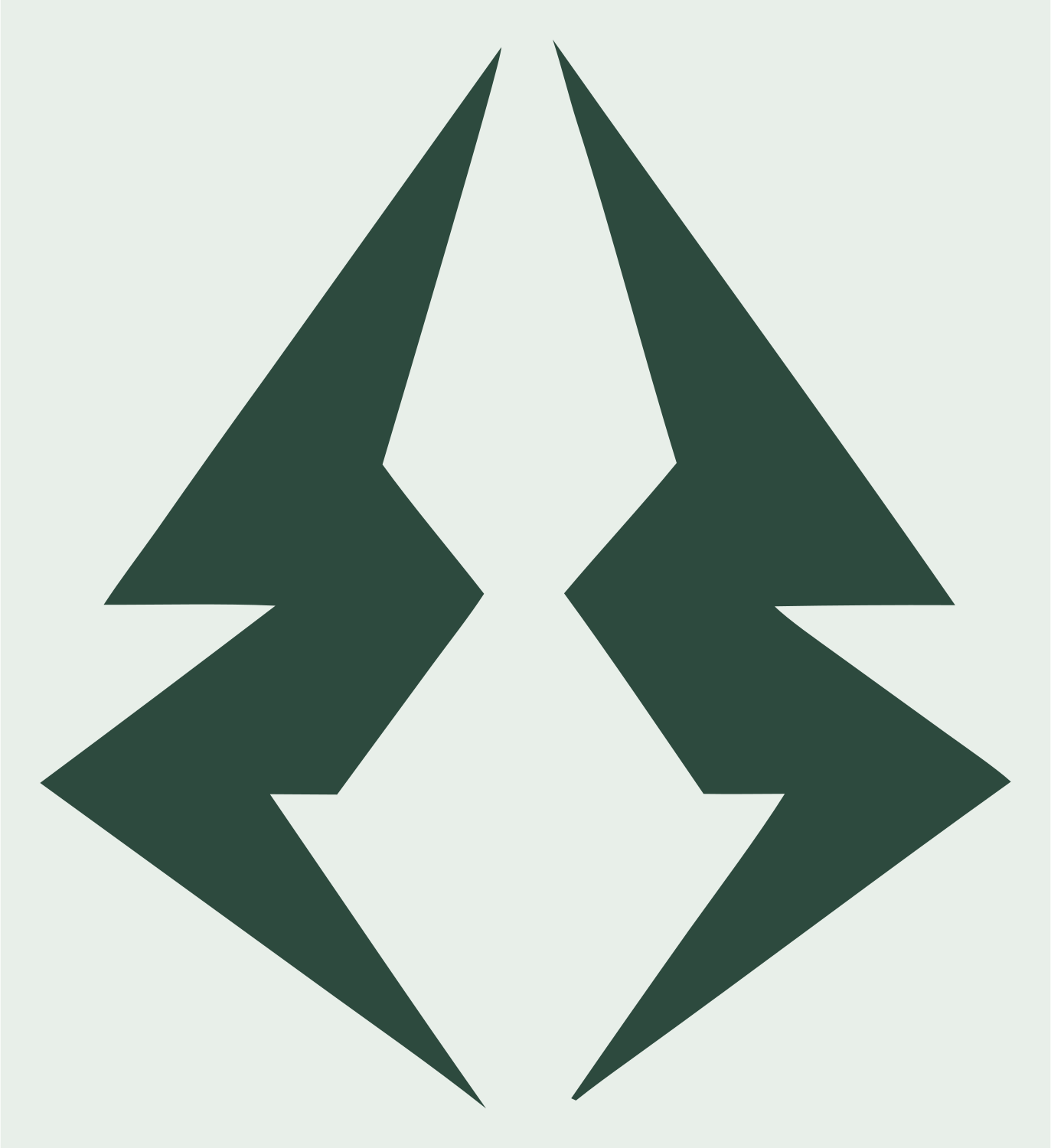 Dual Lightning Bolt Logo #e8efe9/#2d4a3e