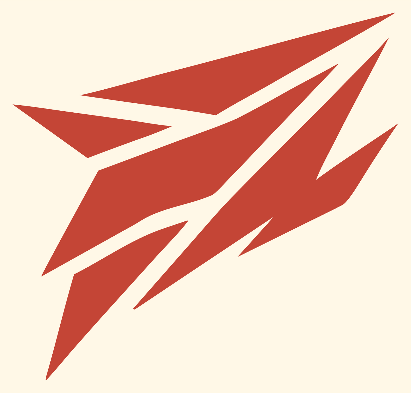 Jagged Wing Slash Logo #fff8e7/#c44536