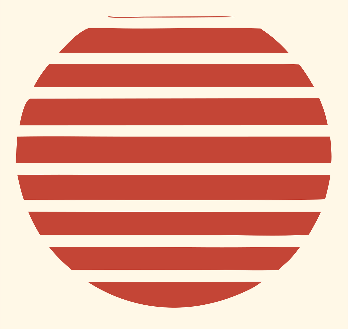 Striped Circle Sunrise Logo #fff8e7/#c44536