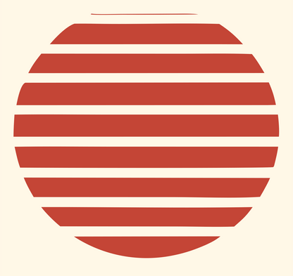 Striped Circle Sunrise Logo #fff8e7/#c44536