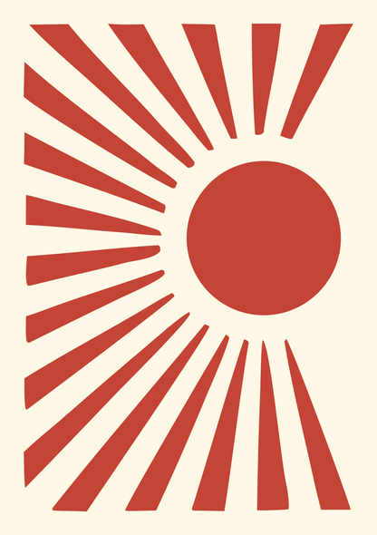 Radiating Sun Ray Logo #fff8e7/#c44536