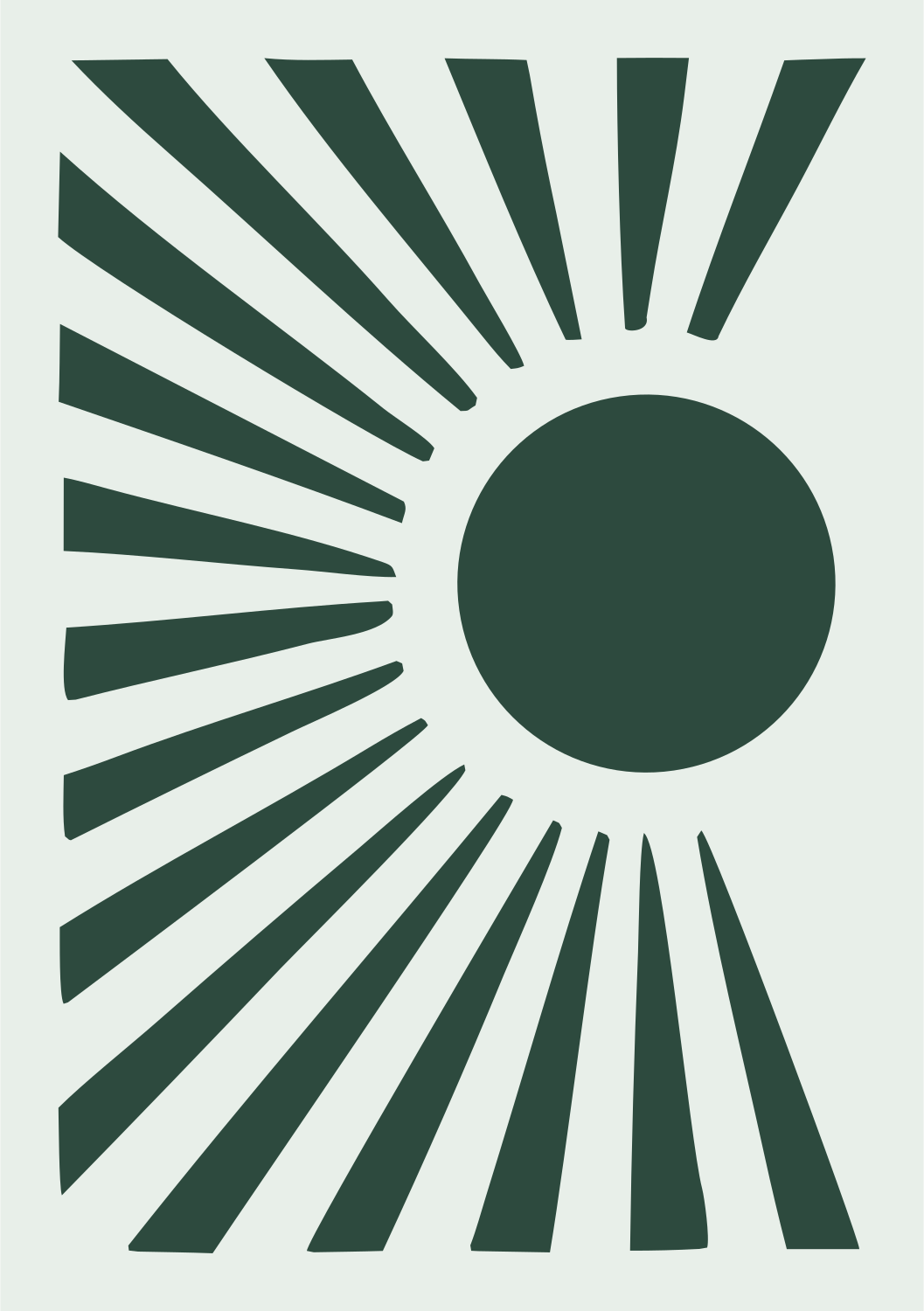 Radiating Sun Ray Logo #e8efe9/#2d4a3e