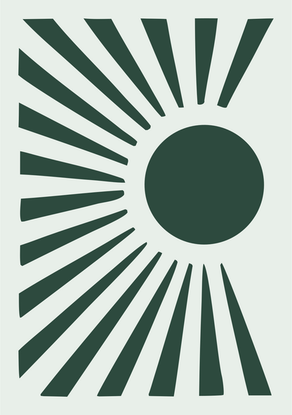 Radiating Sun Ray Logo #e8efe9/#2d4a3e