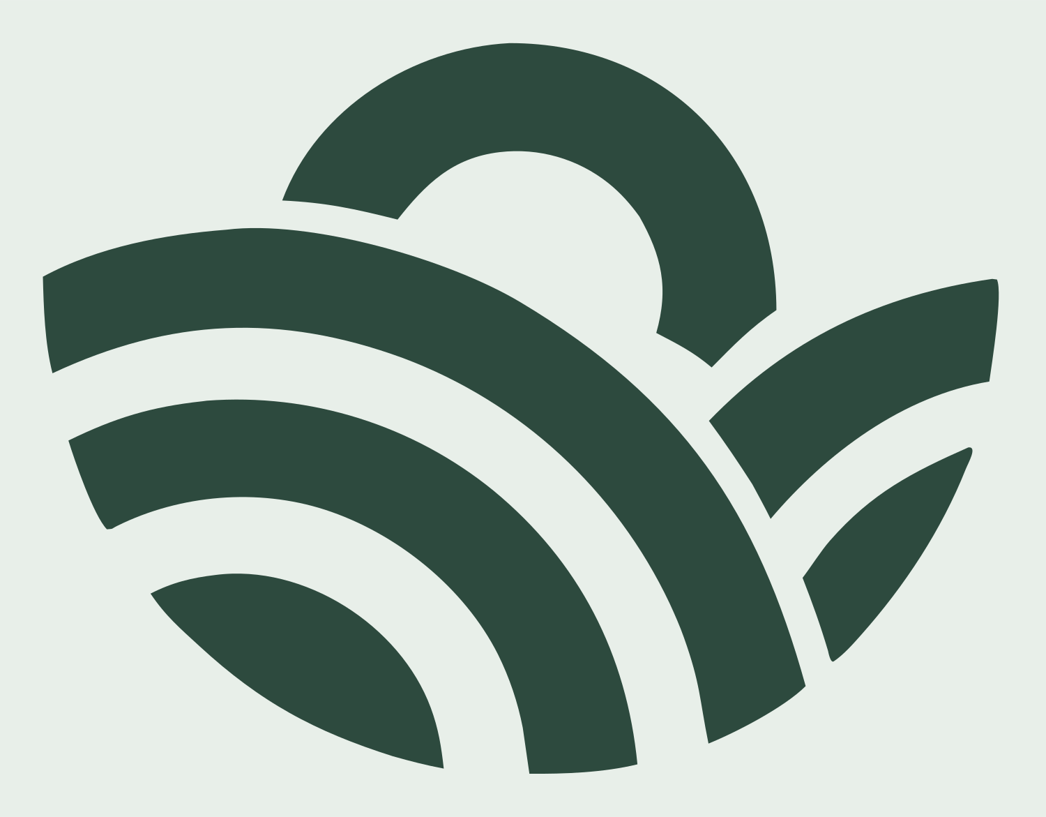 Sunrise Over Rolling Waves Logo #e8efe9/#2d4a3e
