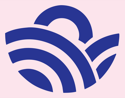 Sunrise Over Rolling Waves Logo #fce4ec/#283593