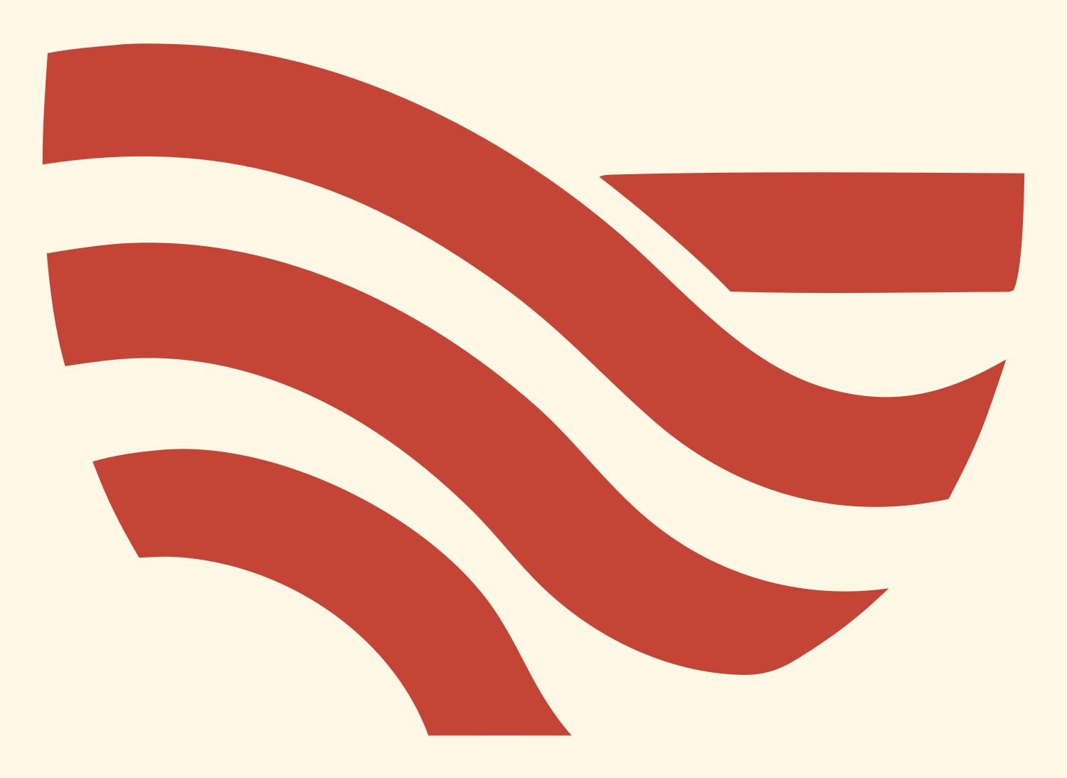 Triple Flow Wave Logo #fff8e7/#c44536