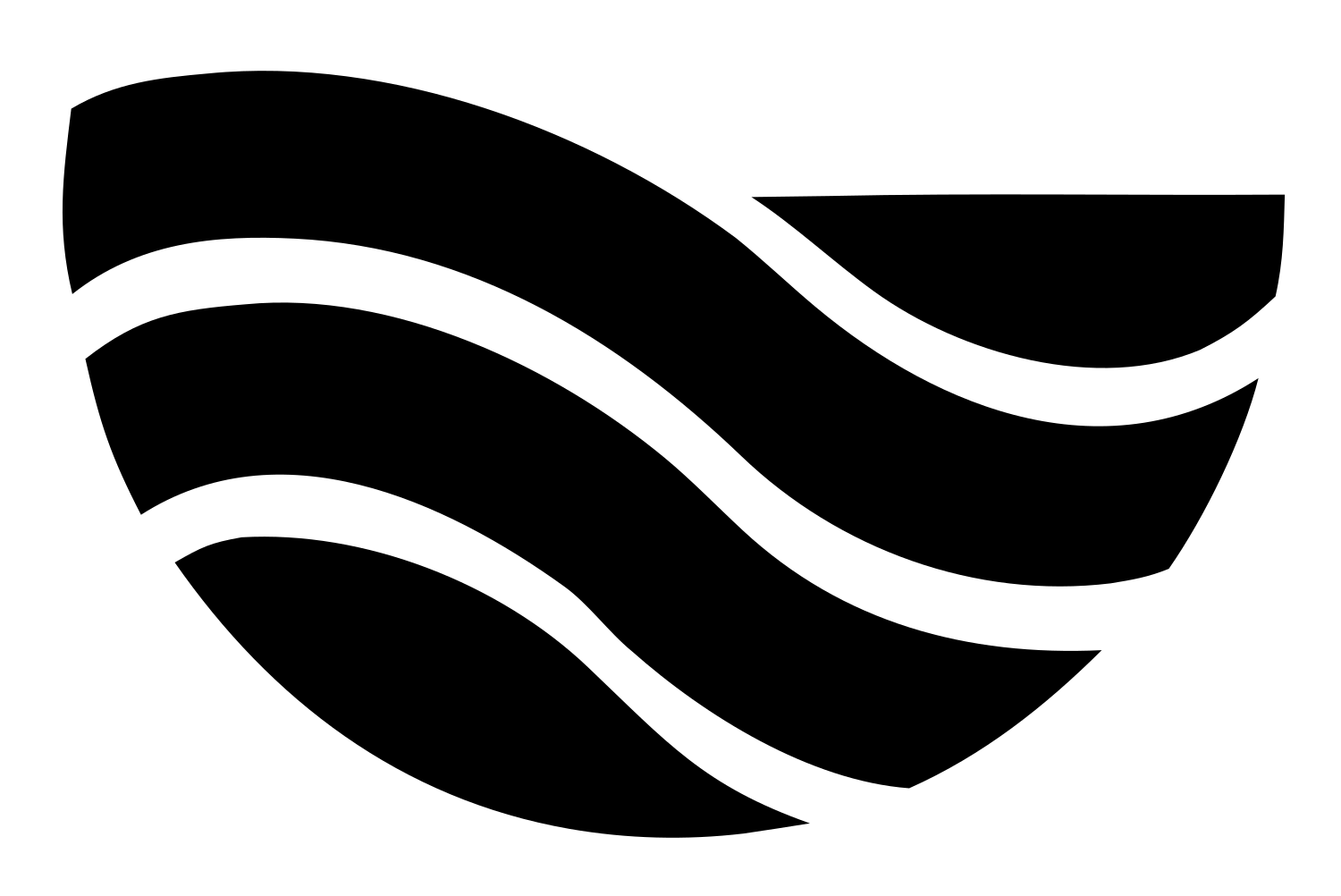Layered Flowing Waves Logo #ffffff/#000000