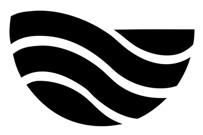 Layered Flowing Waves Logo #ffffff/#000000