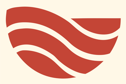 Layered Flowing Waves Logo #fff8e7/#c44536
