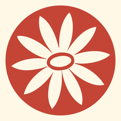 Daisy Circle Negative Space Logo #fff8e7/#c44536