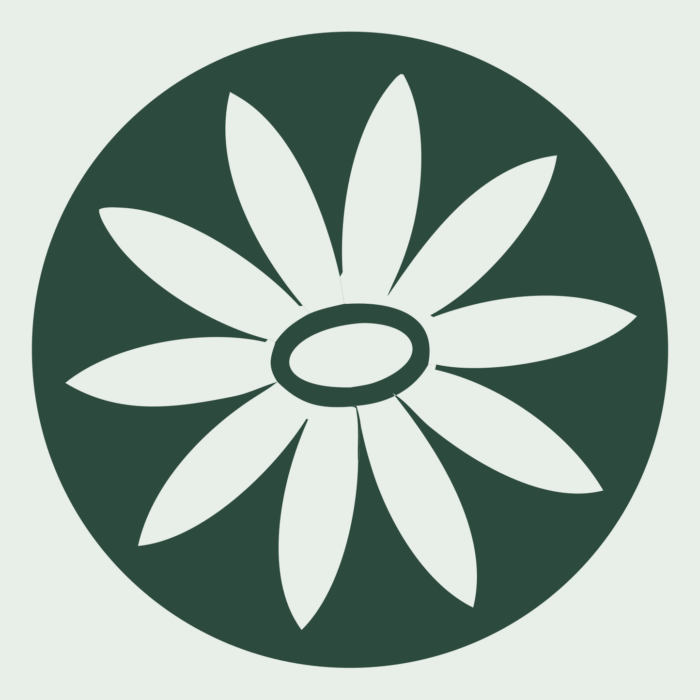 Daisy Circle Negative Space Logo #e8efe9/#2d4a3e