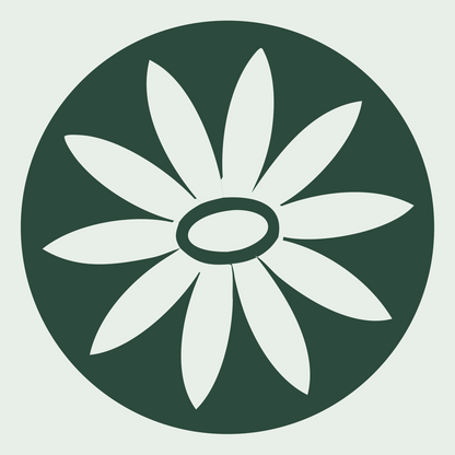 Daisy Circle Negative Space Logo #e8efe9/#2d4a3e