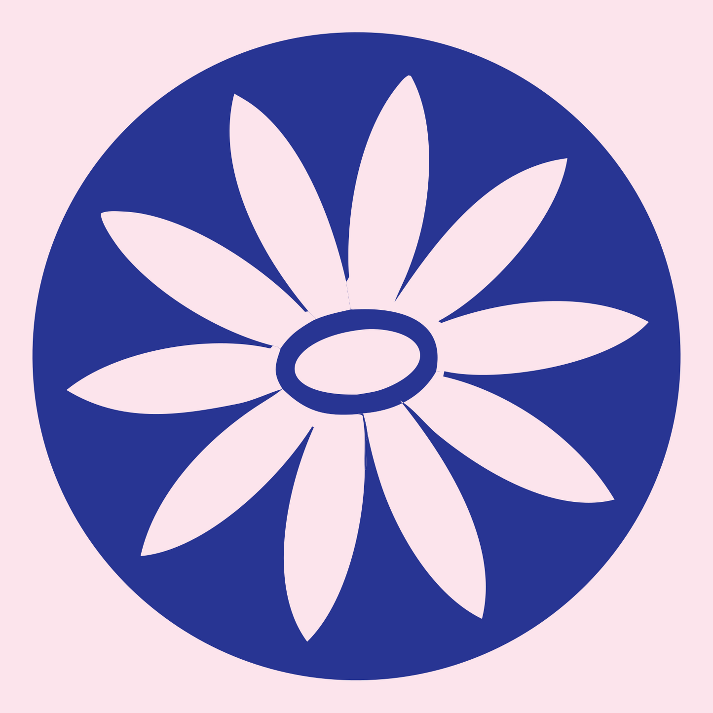 Daisy Circle Negative Space Logo #fce4ec/#283593