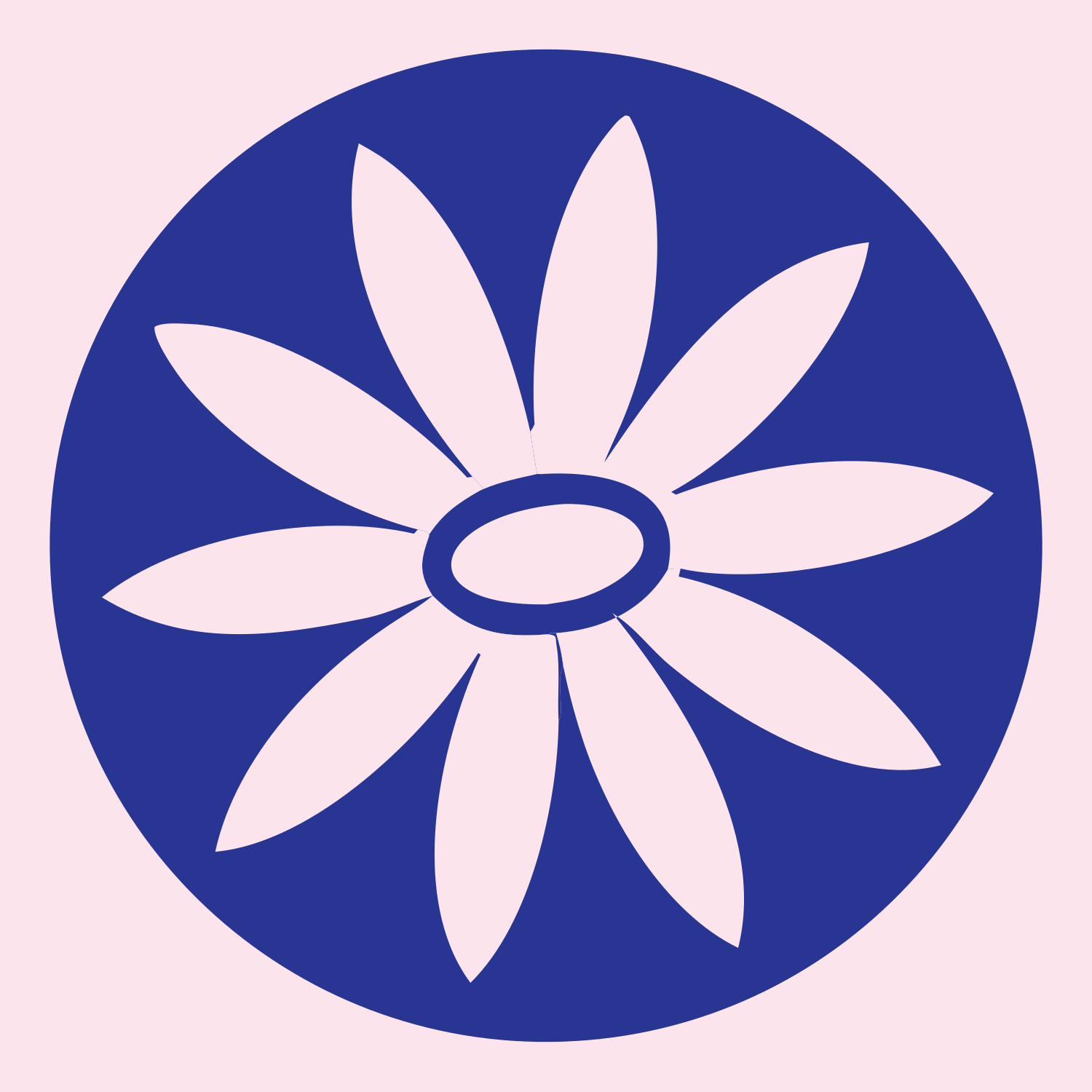 Daisy Circle Negative Space Logo #fce4ec/#283593