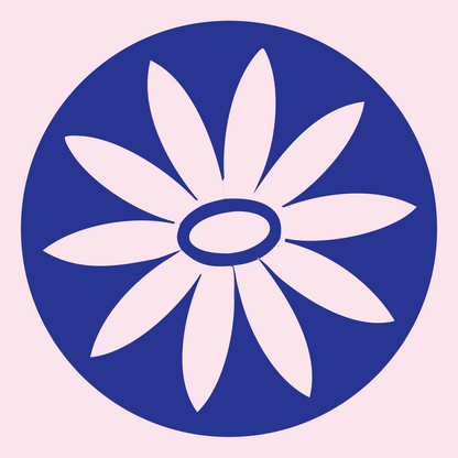 Daisy Circle Negative Space Logo #fce4ec/#283593