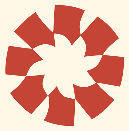 Rotating Blade Daisy Logo #fff8e7/#c44536