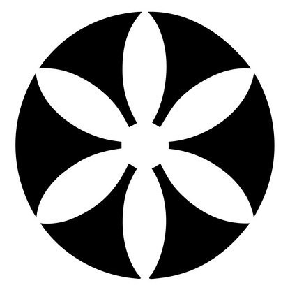 Eight Petal Daisy Circle Logo #ffffff/#000000