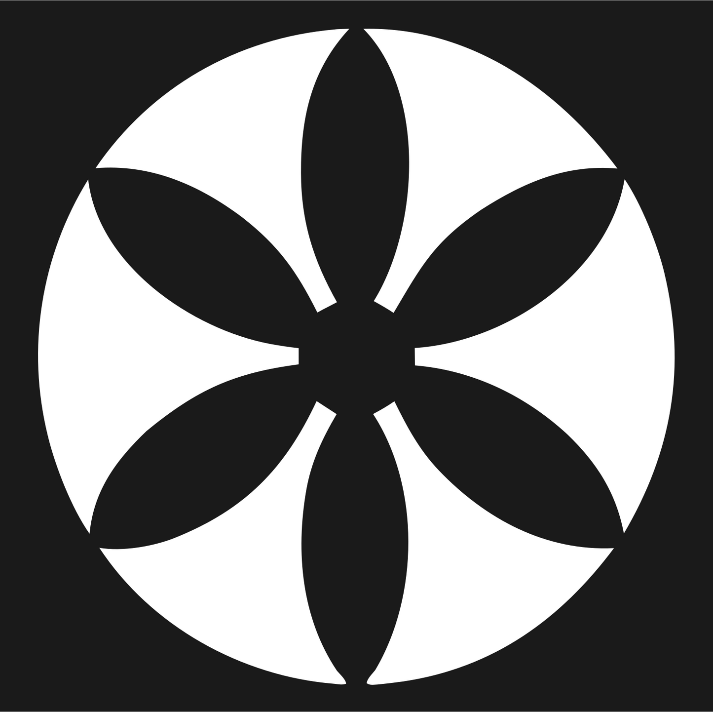 Eight Petal Daisy Circle Logo #1a1a1a/#ffffff