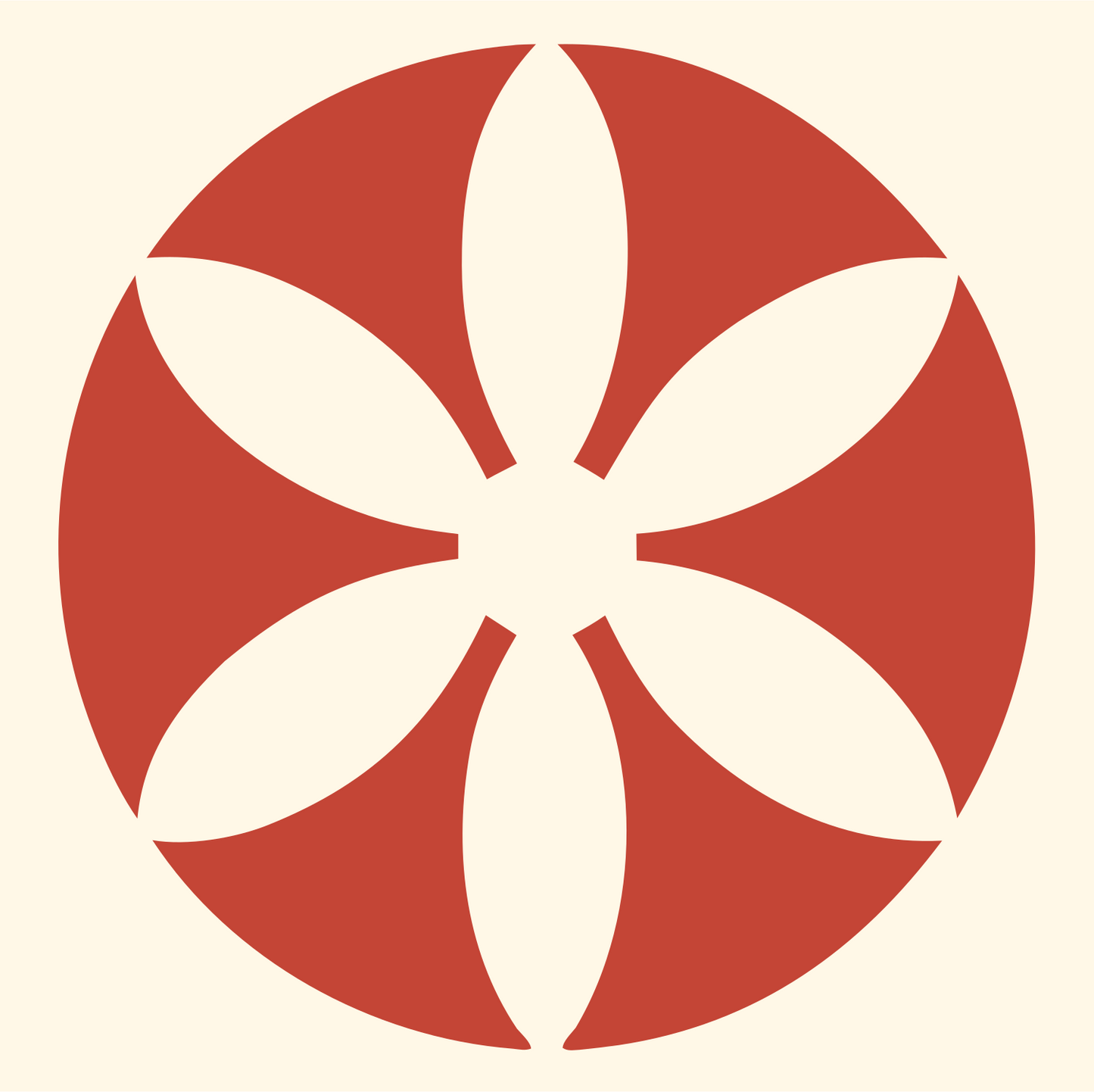 Eight Petal Daisy Circle Logo #fff8e7/#c44536