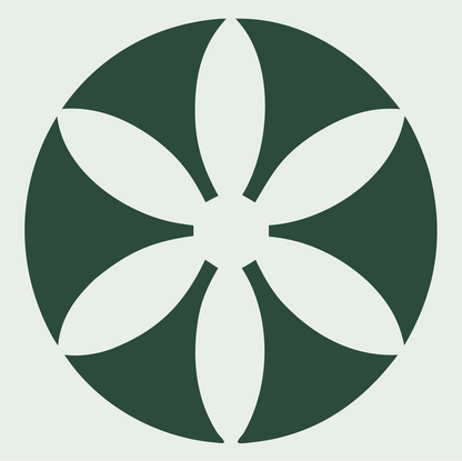 Eight Petal Daisy Circle Logo #e8efe9/#2d4a3e