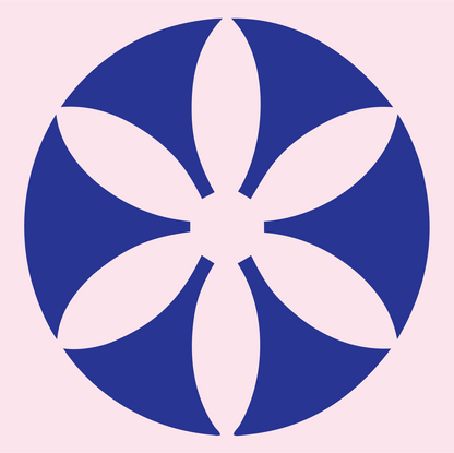 Eight Petal Daisy Circle Logo #fce4ec/#283593