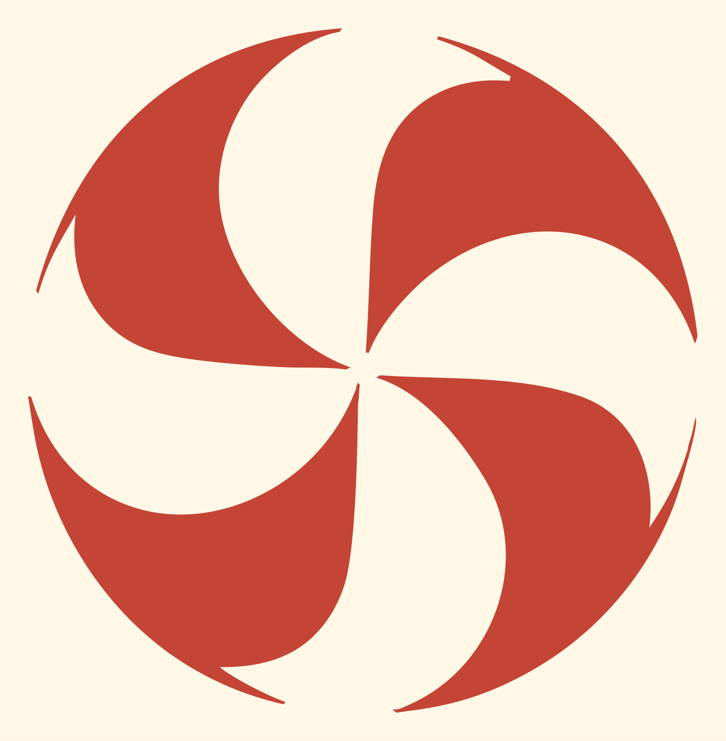 Swirl Petal Vortex Logo #fff8e7/#c44536