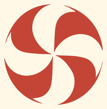 Swirl Petal Vortex Logo #fff8e7/#c44536