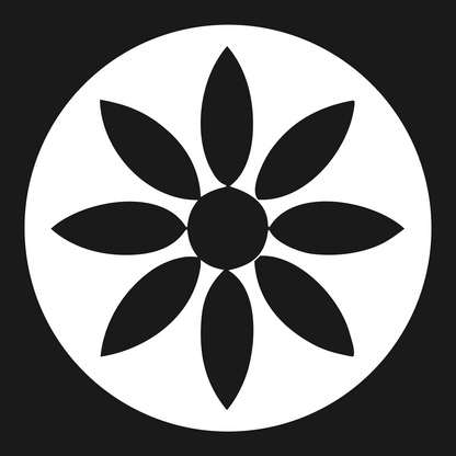 Eight Petal Flower Circle Logo #1a1a1a/#ffffff