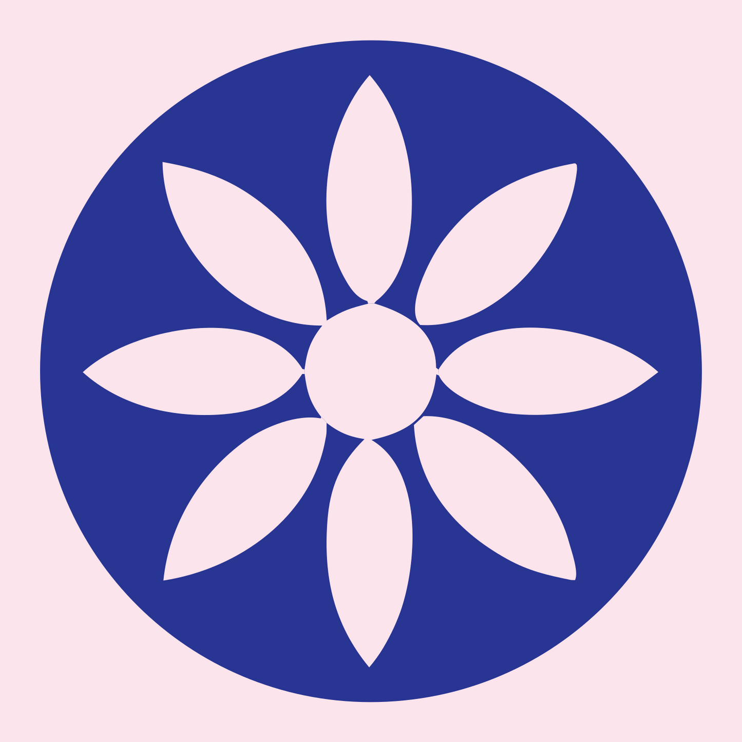 Eight Petal Flower Circle Logo #fce4ec/#283593