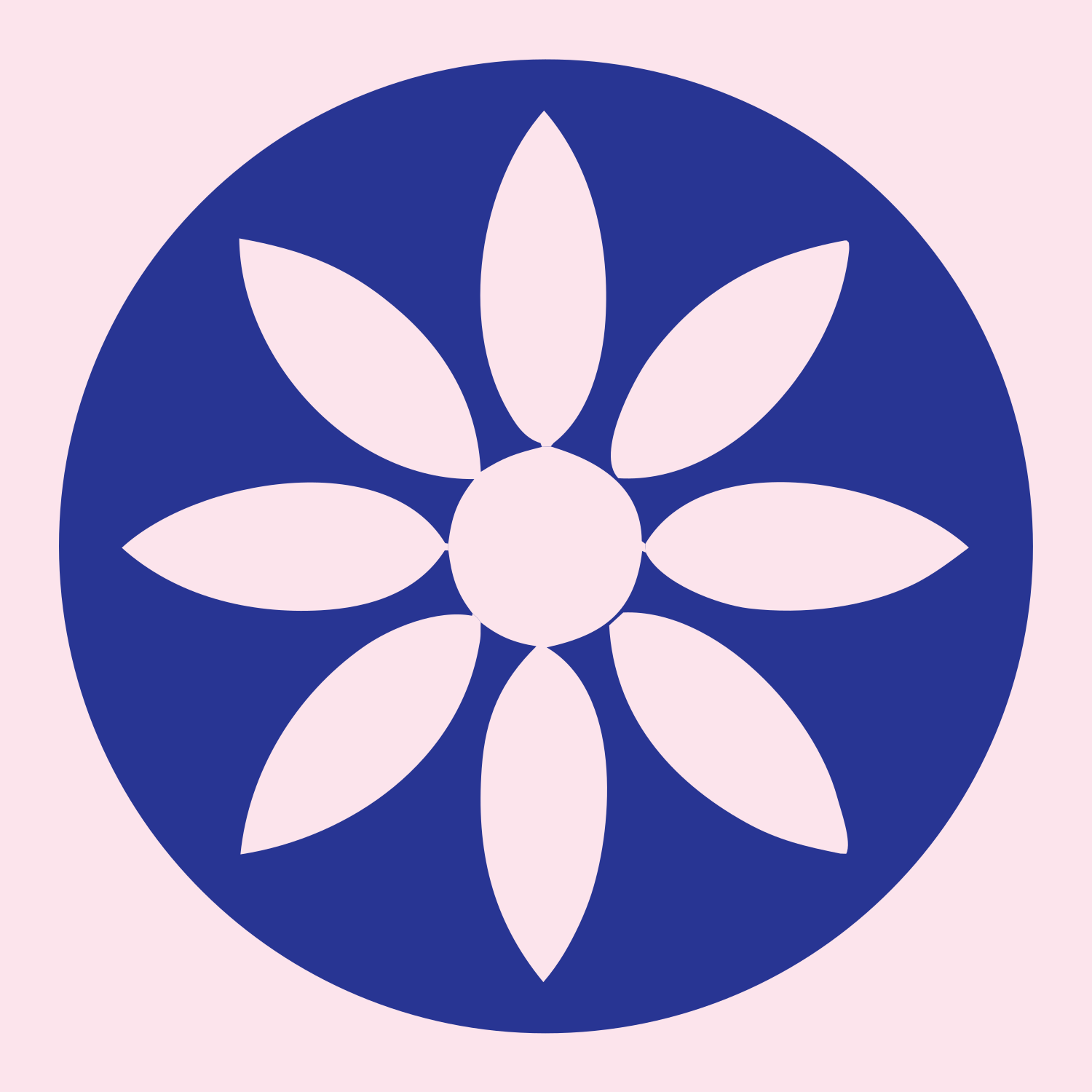 Eight Petal Flower Circle Logo #fce4ec/#283593