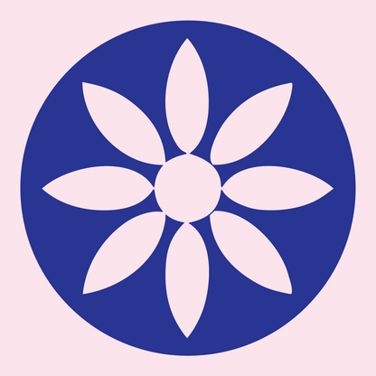 Eight Petal Flower Circle Logo #fce4ec/#283593