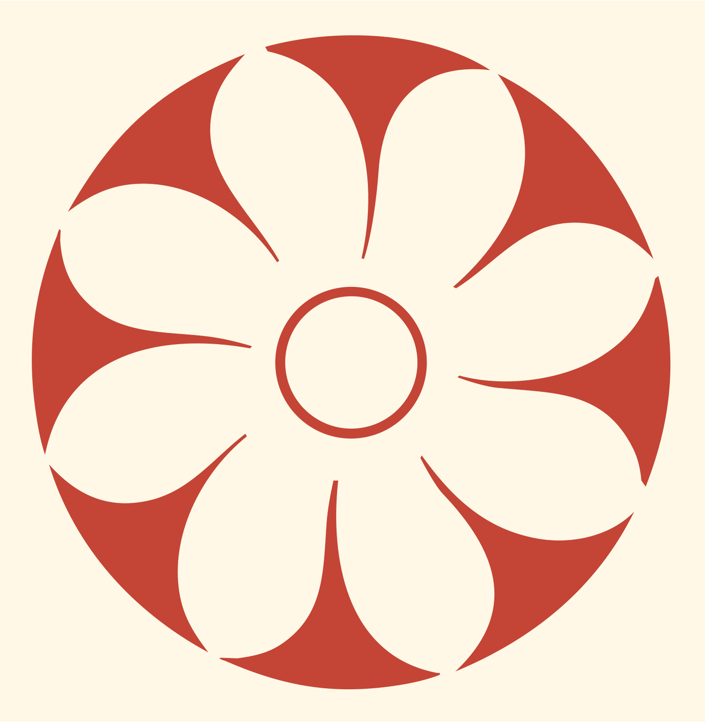 Daisy Disc Negative Space Logo #fff8e7/#c44536