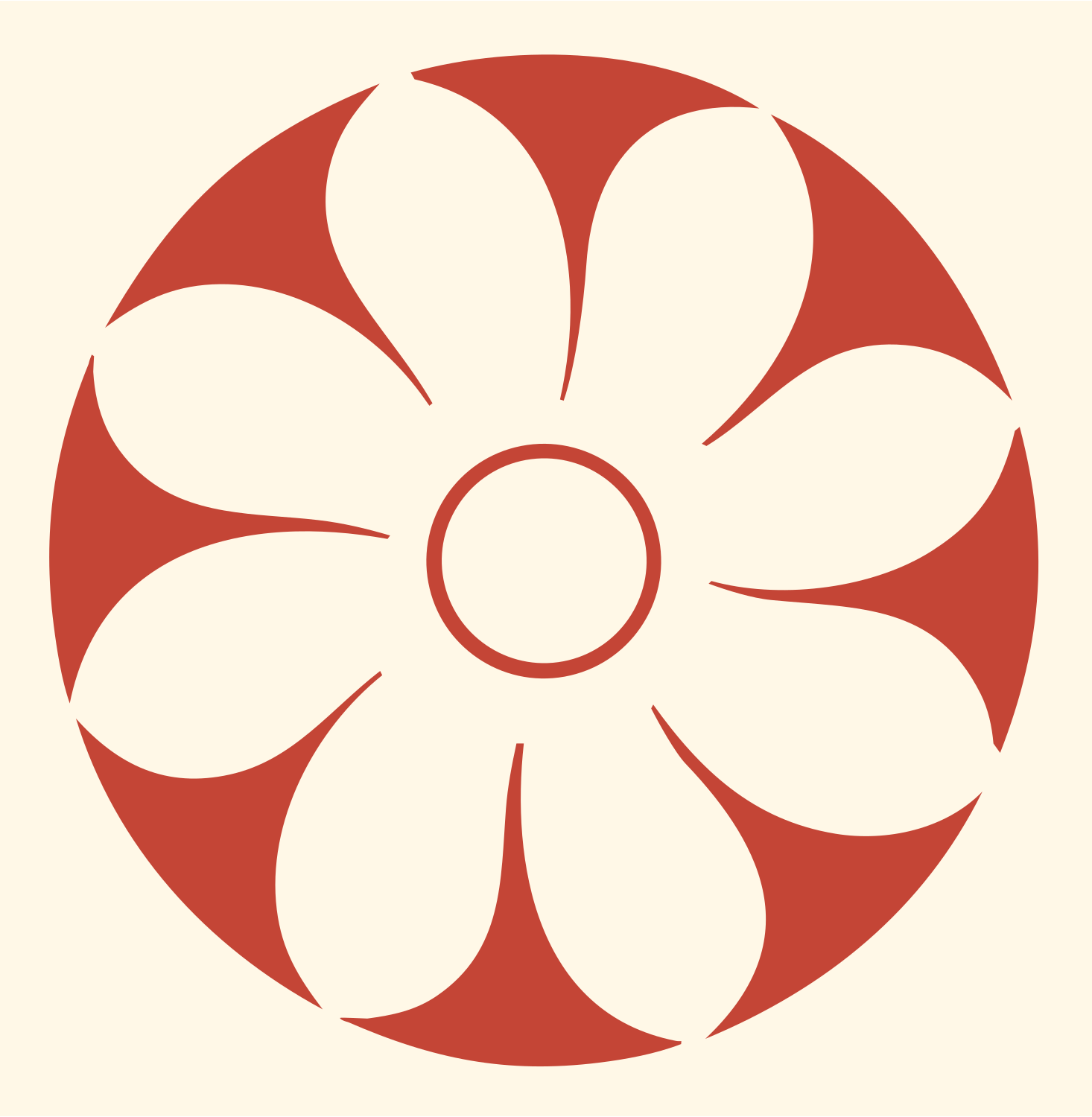 Daisy Disc Negative Space Logo #fff8e7/#c44536