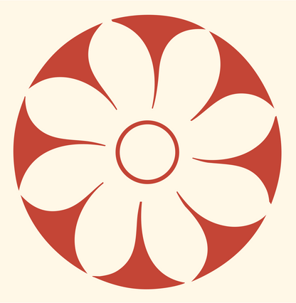 Daisy Disc Negative Space Logo #fff8e7/#c44536