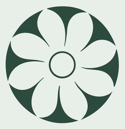 Daisy Disc Negative Space Logo #e8efe9/#2d4a3e