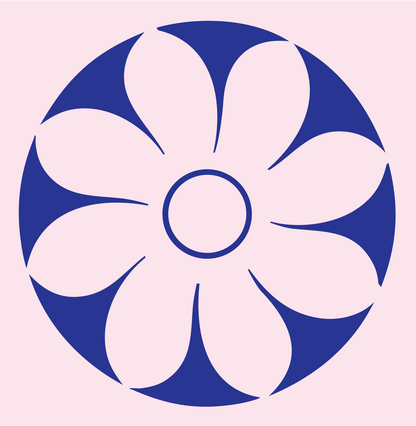 Daisy Disc Negative Space Logo #fce4ec/#283593