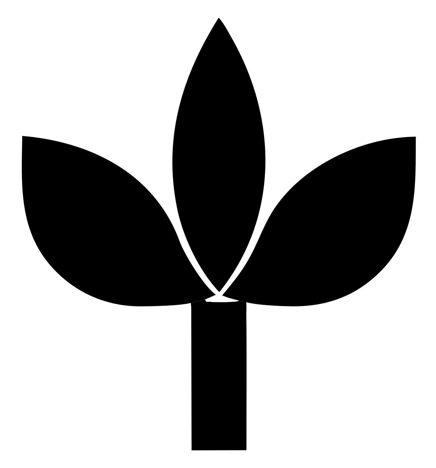 Three Petal Plant Logo #ffffff/#000000