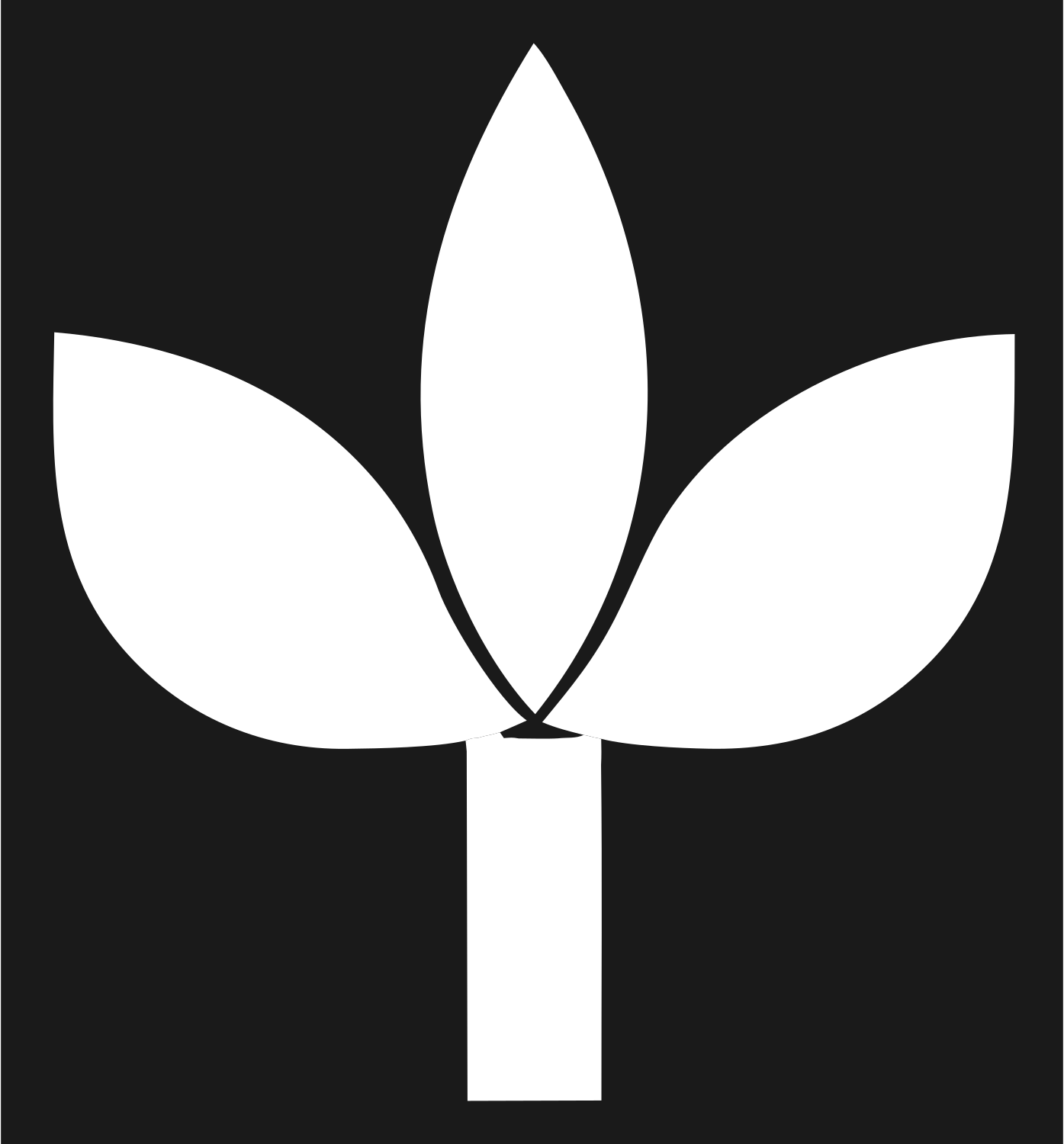 Three Petal Plant Logo #1a1a1a/#ffffff