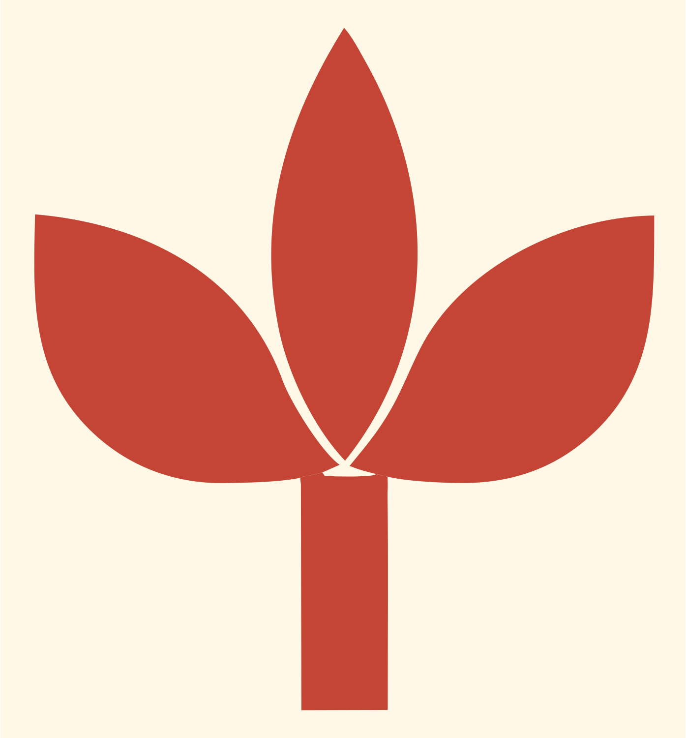 Three Petal Plant Logo #fff8e7/#c44536