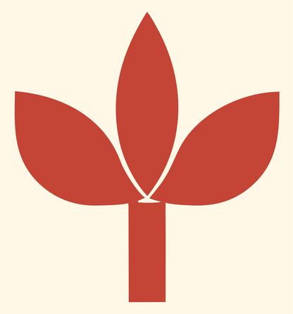 Three Petal Plant Logo #fff8e7/#c44536